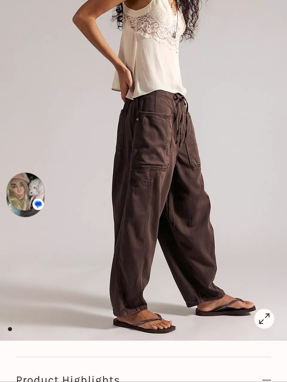 FREE PEOPLE Silverton Pull On Loose Cargo Drawstring Pants in Dark GRAY. Size Sm